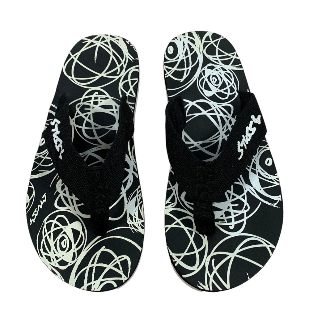 Vintage Stussy x Futura Black & White Atom Slip On Flip Flop Sandal Slides Sz 7